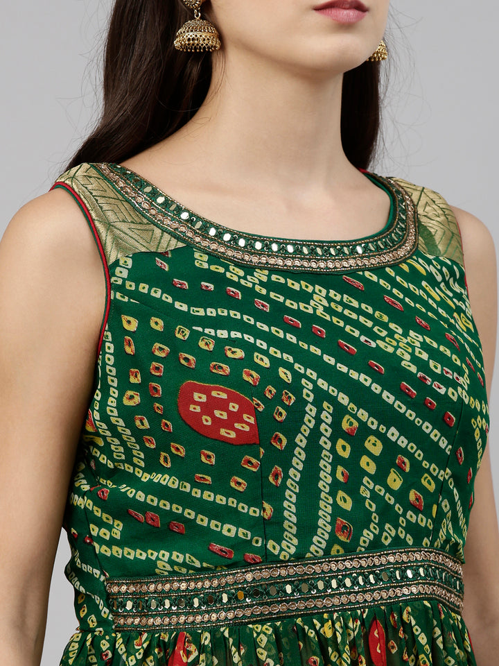 Neerus Green Color Georgette Fabric Suit-Plazzo