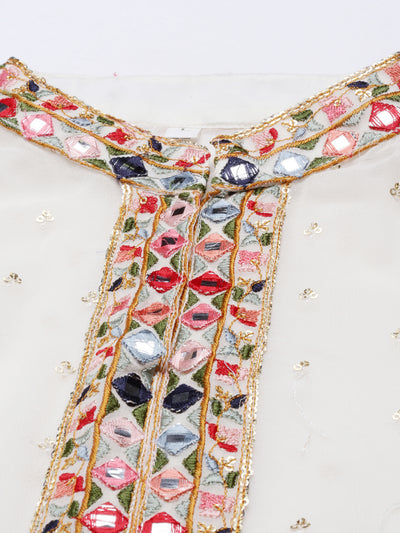 Neeru'S Cream Color, Georgette Fabric Suit-Gharara
