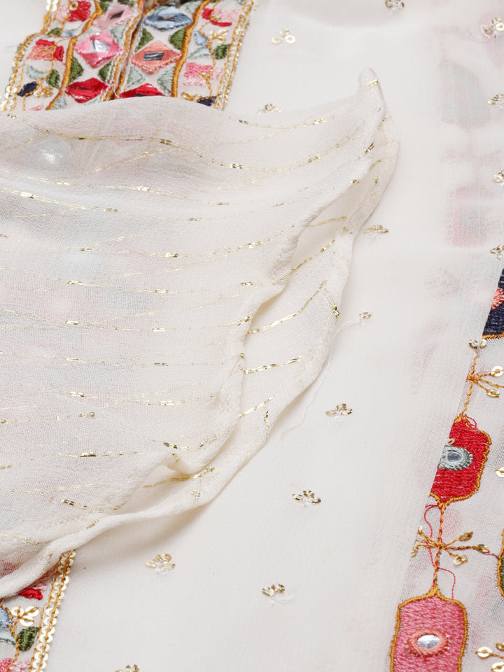 Neerus Cream Color Georgette Fabric Suit-Gharara