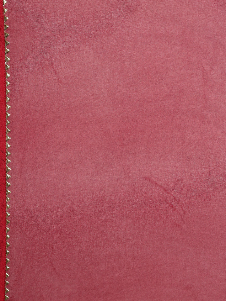 Neerus Red Color Georgette Fabric Kurta Set