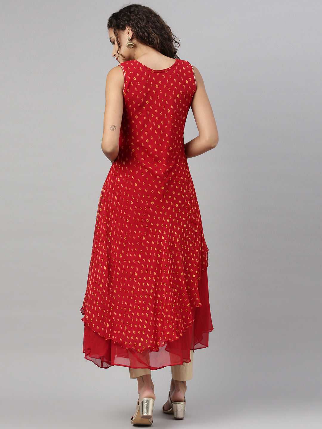 Neerus Maroon Color Georgette Fabric Kurta