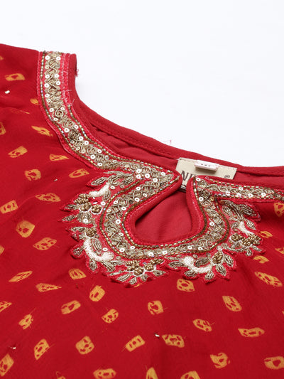 Neeru'S MAROON color, GEORGETTE fabric Kurta