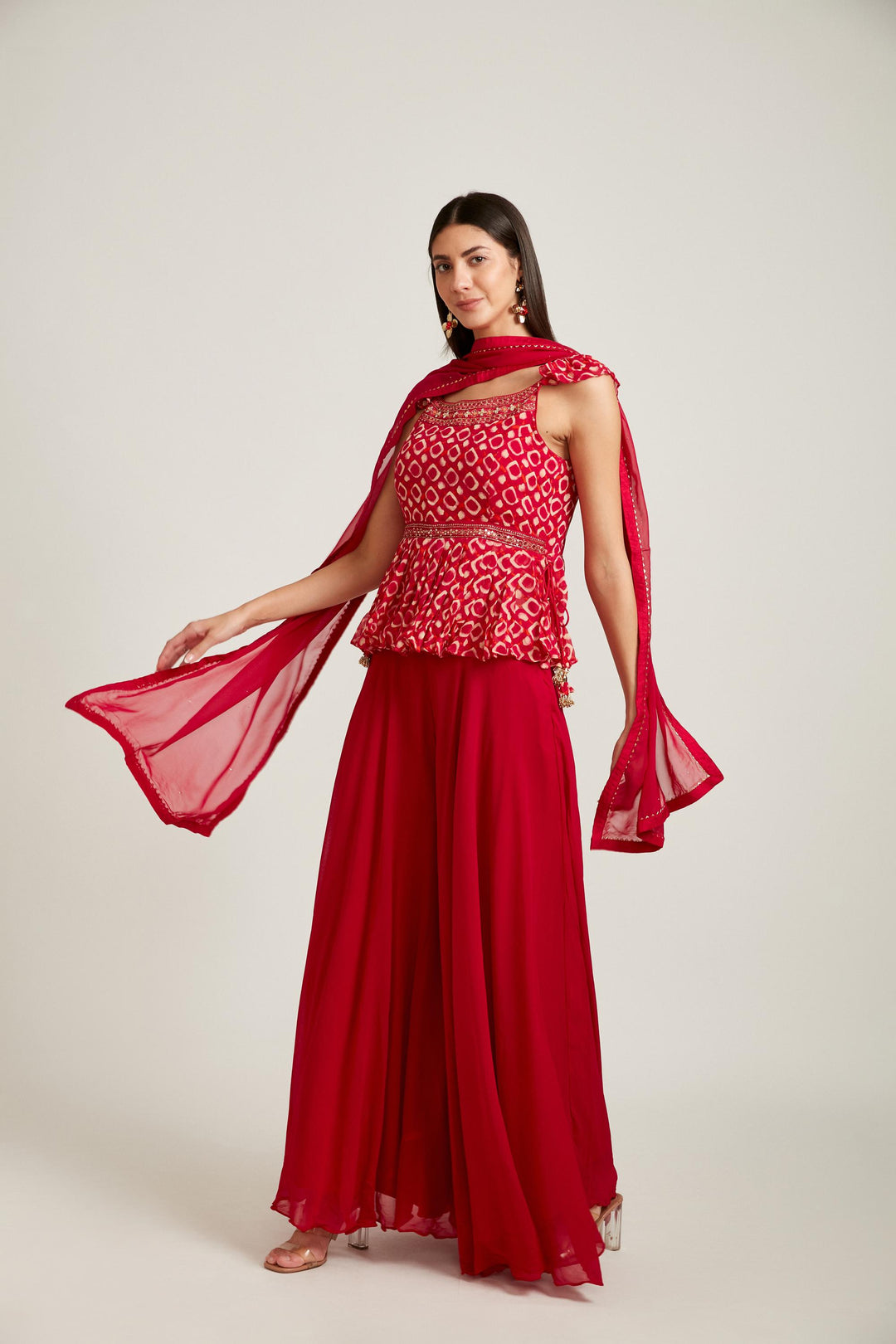 Neerus Rani Pink Color Georgette Fabric Salwar Kameez