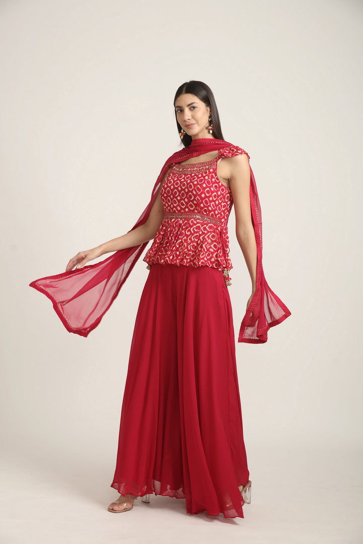 Neerus Rani Pink Color Georgette Fabric Salwar Kameez