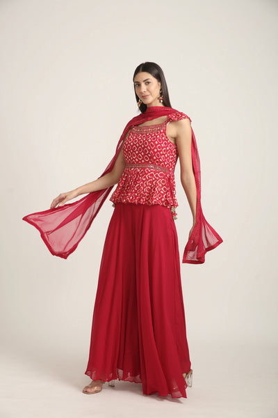 Neeru's Rani Pink Color Georgette Fabric Salwar Kameez