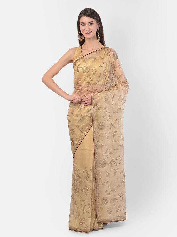 Neerus Gold tissue woven saree - front view