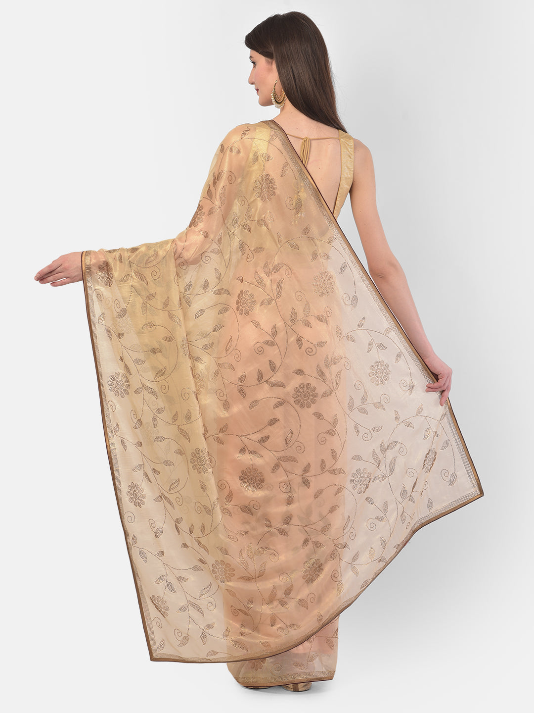 Neerus Gold tissue woven saree - back view
