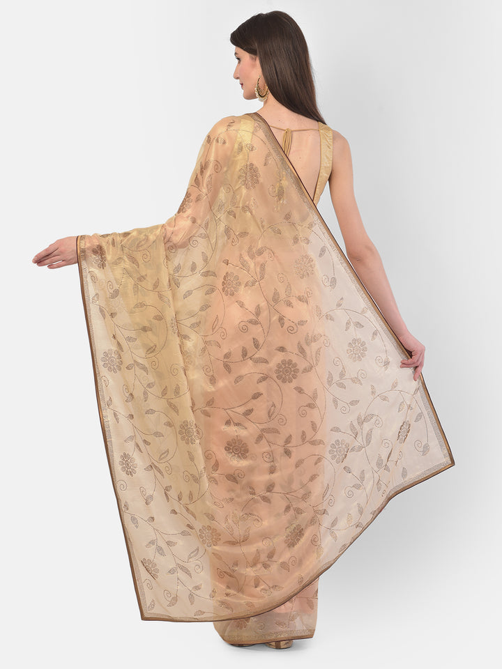 Neerus Gold tissue woven saree - back view