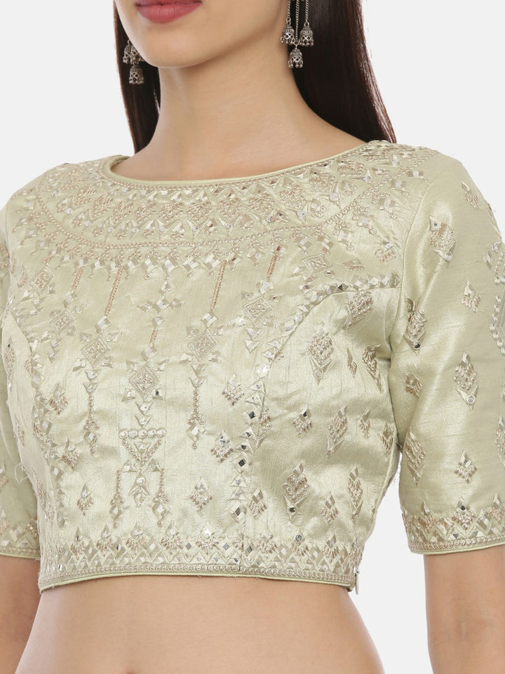 Neerus Pista Color Nett Fabric Ghagra Set