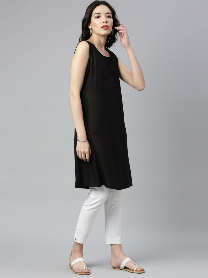 Neerus Black Color Georgette Fabric Kurta