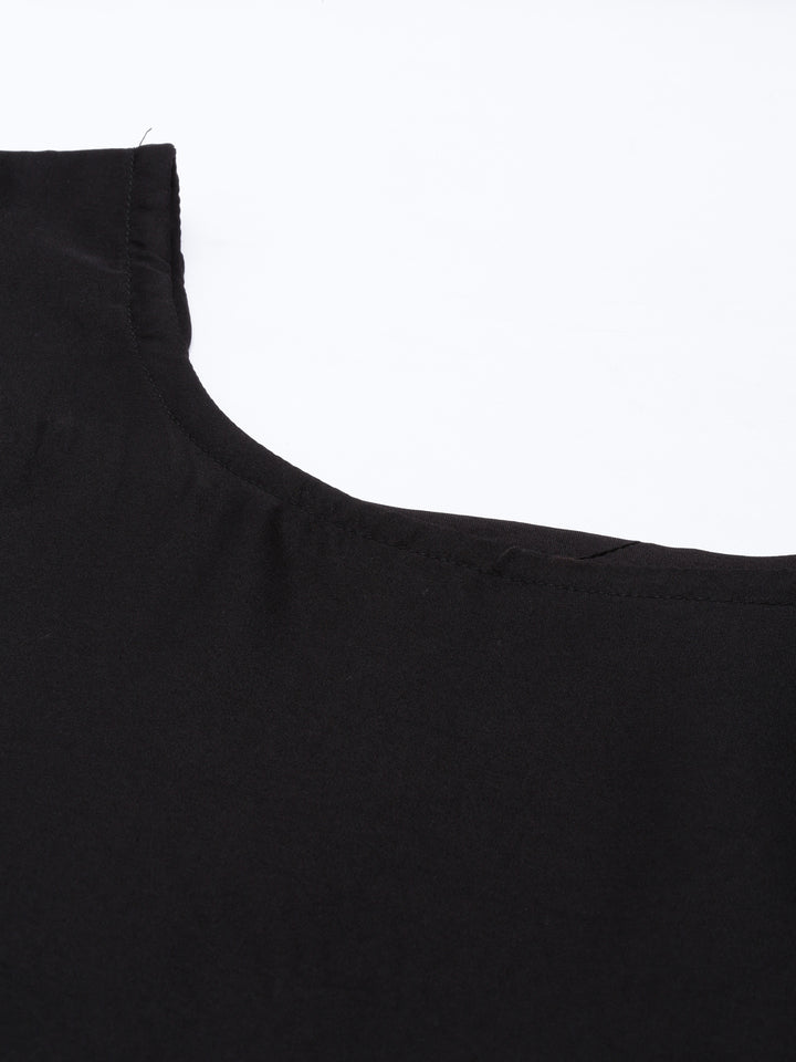 Neerus Black Color Georgette Fabric Kurta