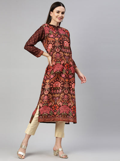 Neeru's Brown Color Model Fabric Kurta