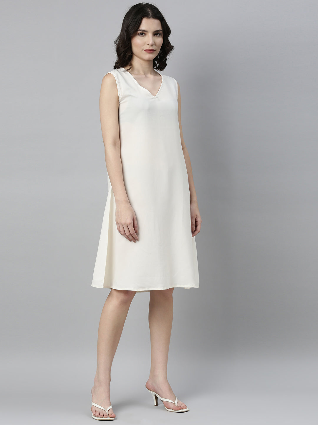 Neerus Beige satin solid kurti - detail view 1