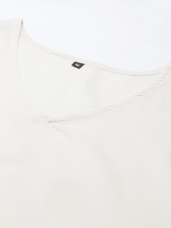 Neerus Beige satin solid kurti - detail view 4