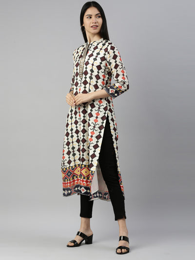 Neeru'S CREAM Color SATIN Fabric Kurta