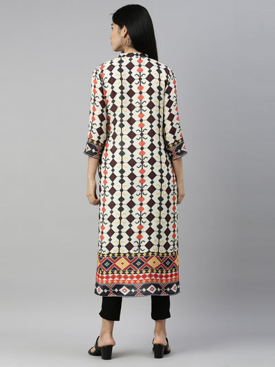 Neeru'S CREAM Color SATIN Fabric Kurta