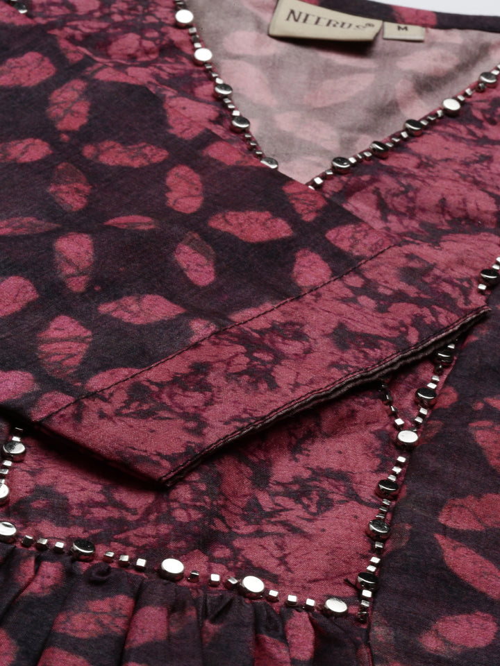 Neerus Magenta Color Model Fabric Suit Set