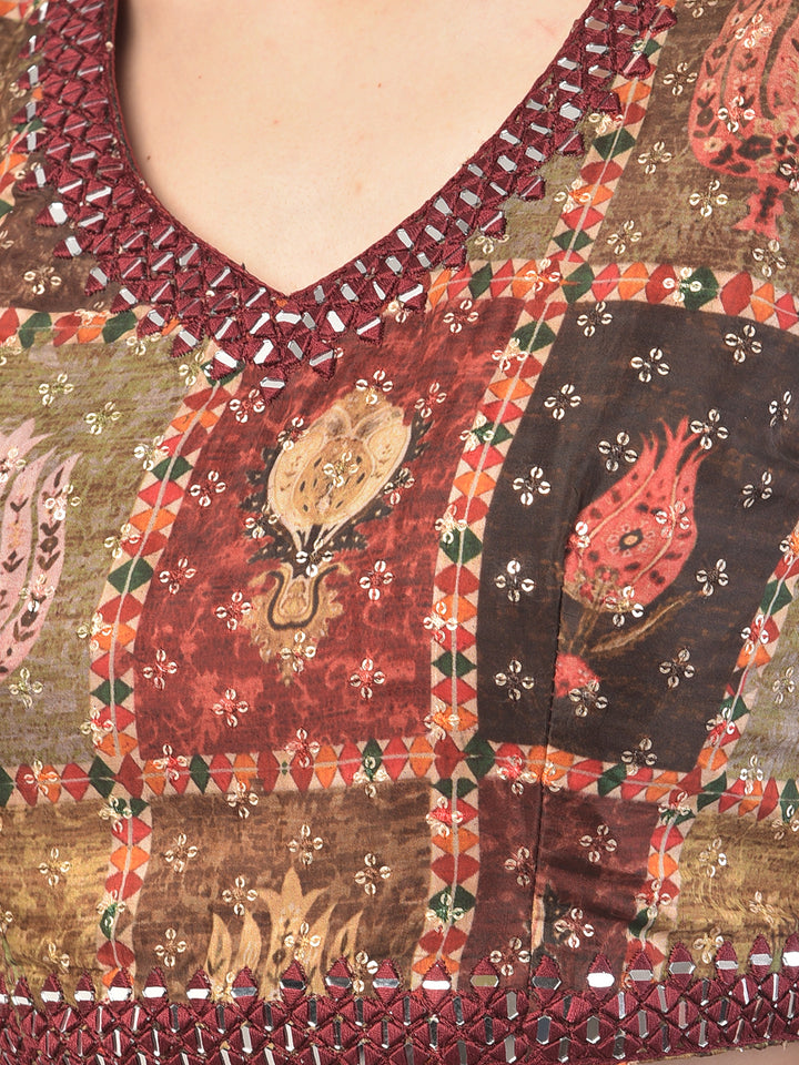 Neerus Multi silk printed lehenga set - detail view 3