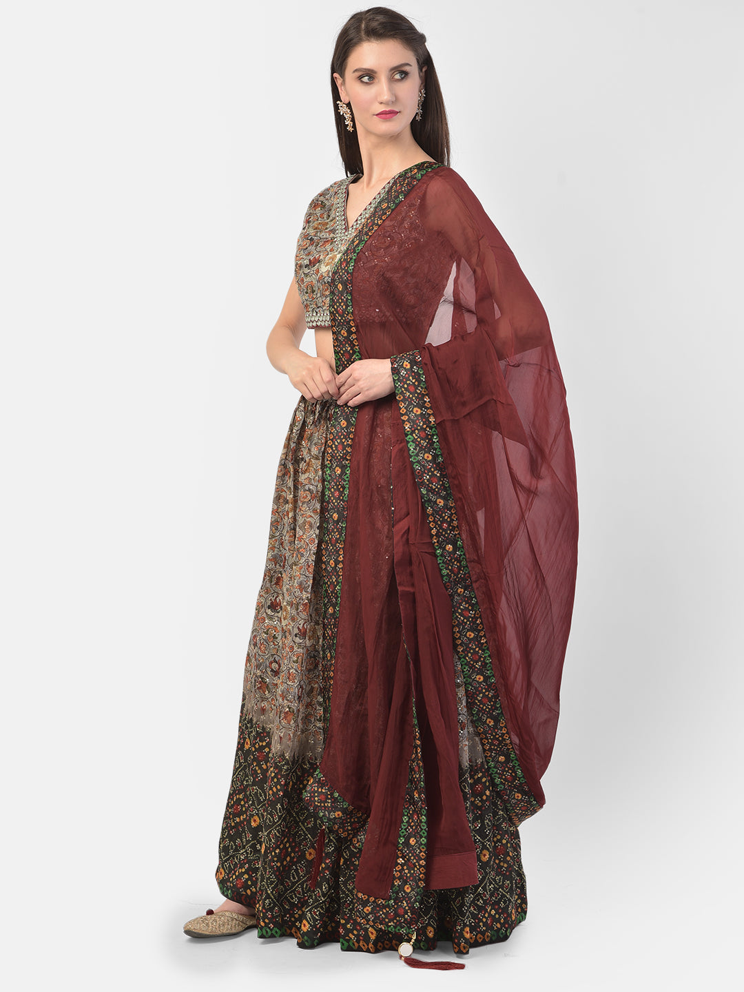 Neeru'S Grey Color, Silk Fabric Ghagra Set