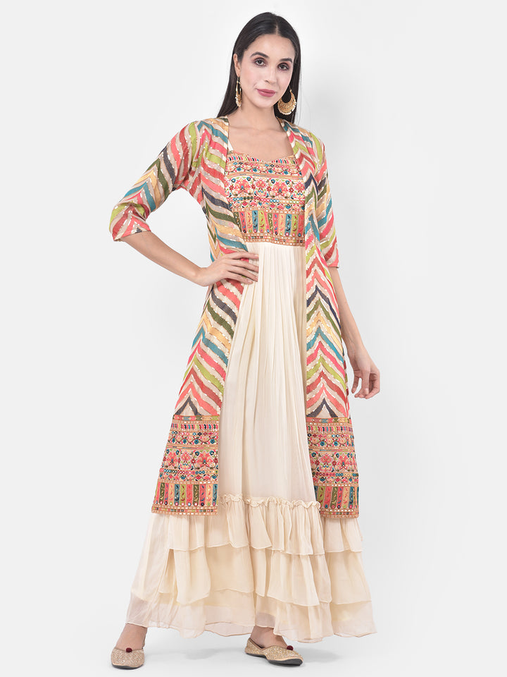 Neerus Beige Color Georgette Fabric Suit-Fusion