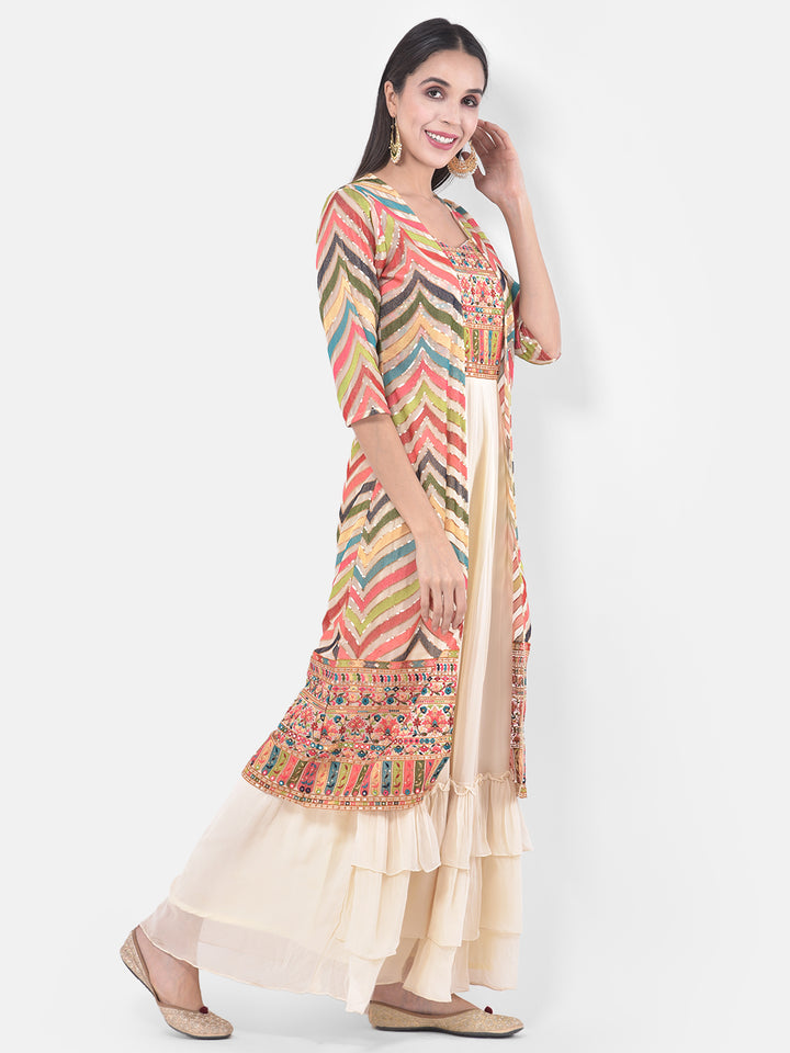 Neerus Beige Color Georgette Fabric Suit-Fusion