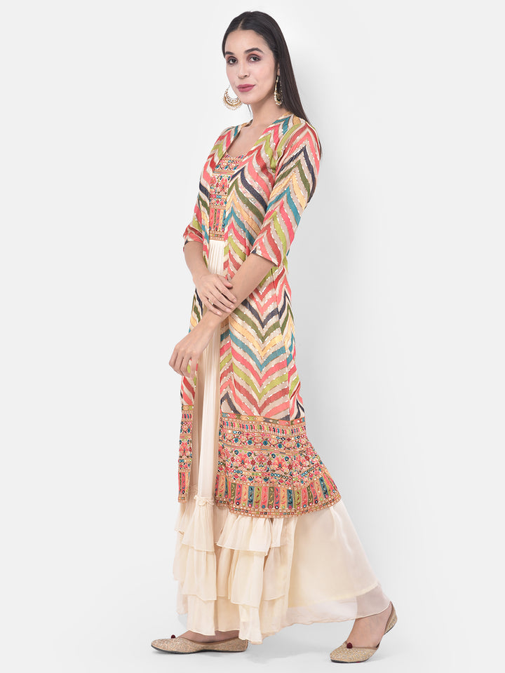 Neerus Beige Color Georgette Fabric Suit-Fusion