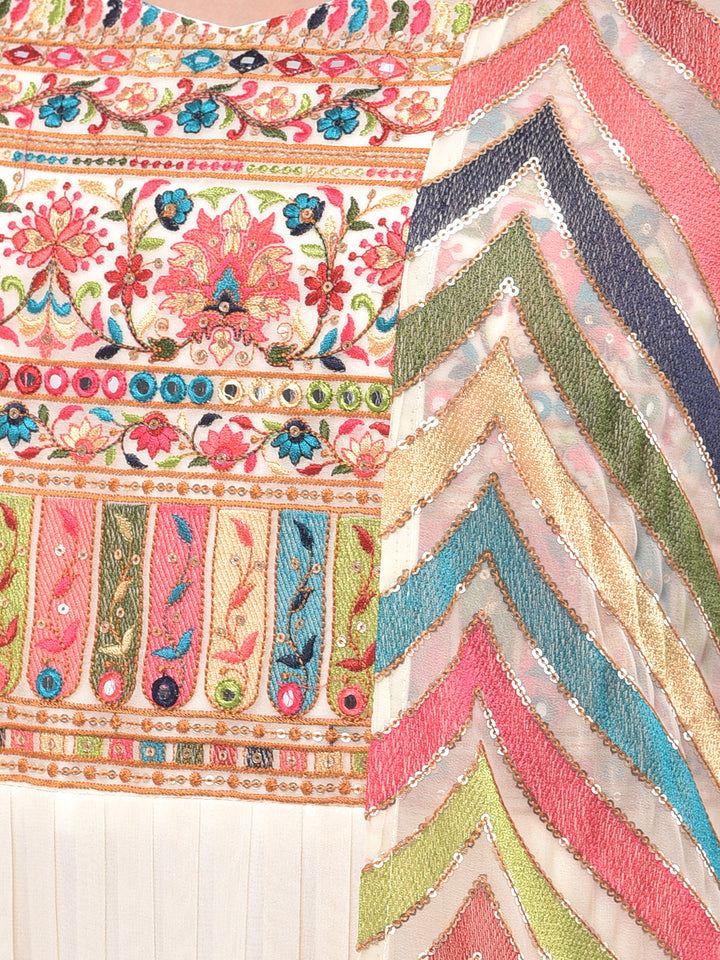 Neerus Beige Color Georgette Fabric Suit-Fusion