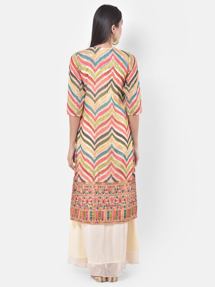 Neerus Beige Color Georgette Fabric Suit-Fusion