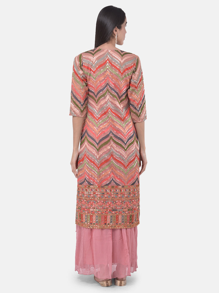 Neerus Pink Georgette Embroidered Suit Set - detail view 1