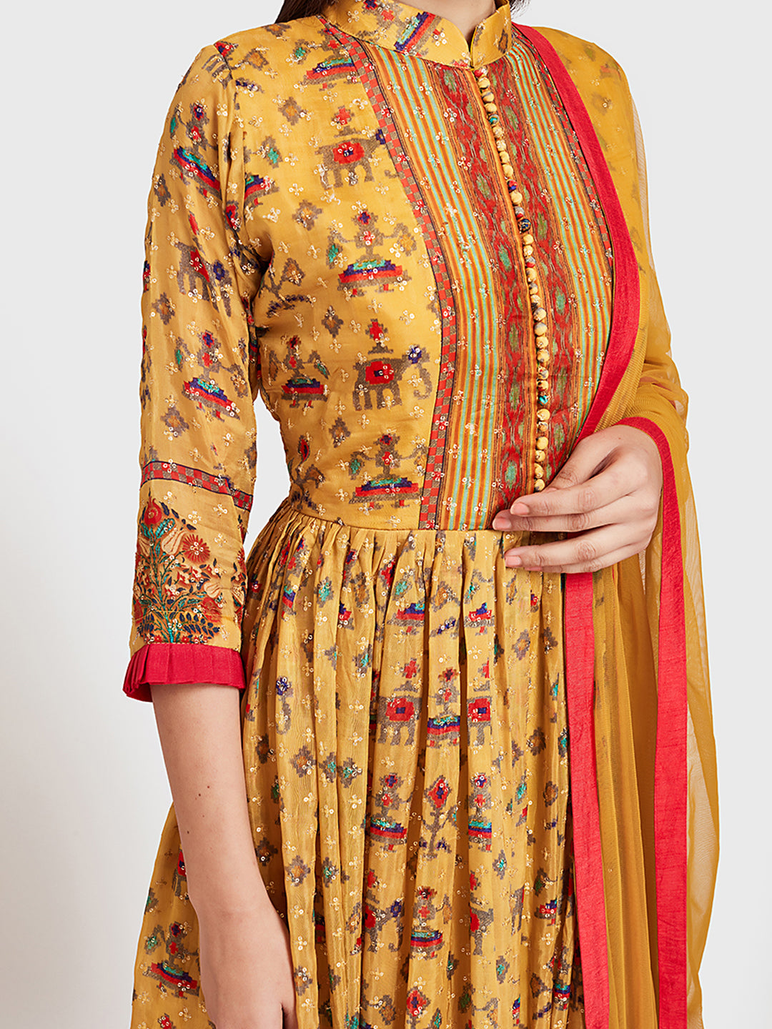 Neerus Yellow Color Silk Fabric Suit-Anarkali