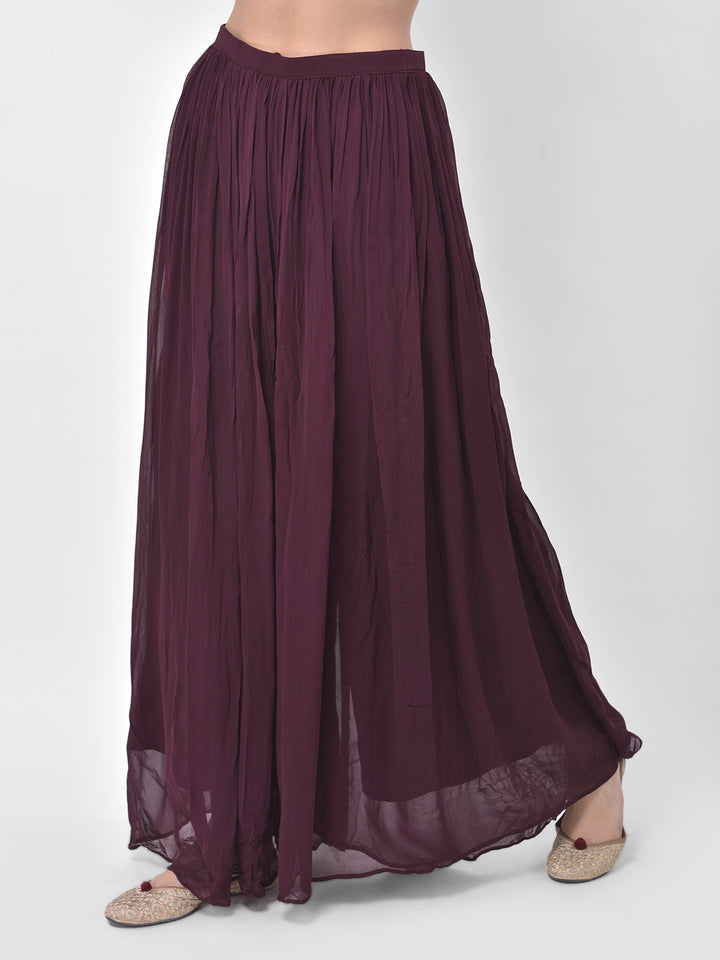 Neerus Maroon embroidered kurta set with skirt and dupatta - detail view 4