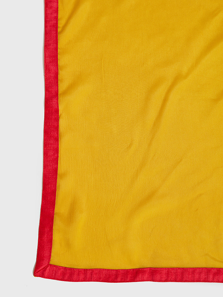 Neerus Yellow georgette anarkali suit set - detail view 3