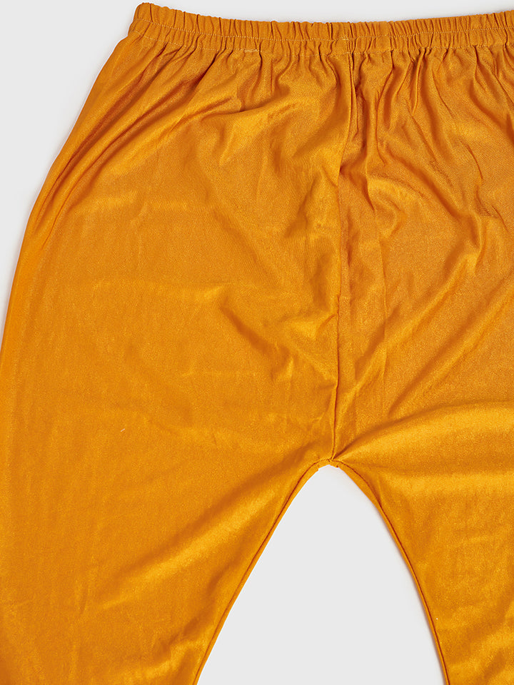 Neerus Yellow silk embroidered Anarkali suit set - detail view 1