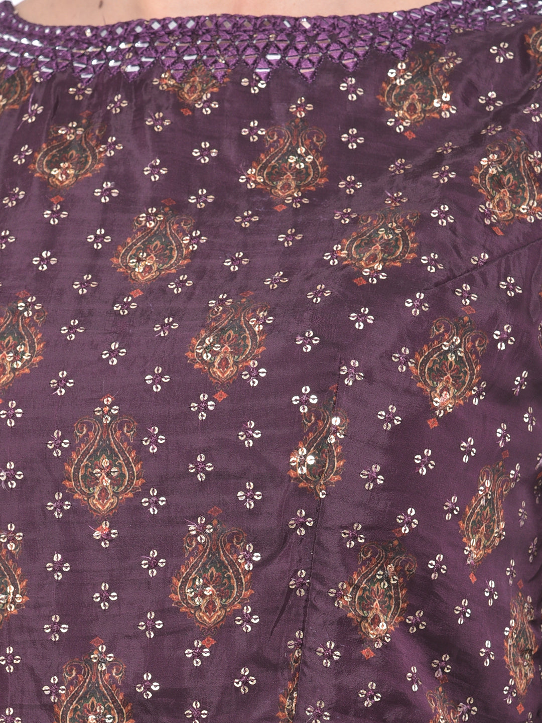 Neeru's Purple Embellished Kurta With Skirt & Dupatta