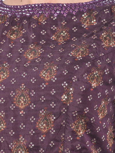 Neeru's Purple Embellished Kurta With Skirt & Dupatta