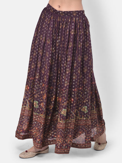 Neeru's Purple Embellished Kurta With Skirt & Dupatta
