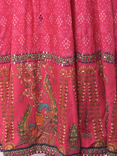 Neeru's Pink Printed Anarkali Kurta With Dupatta