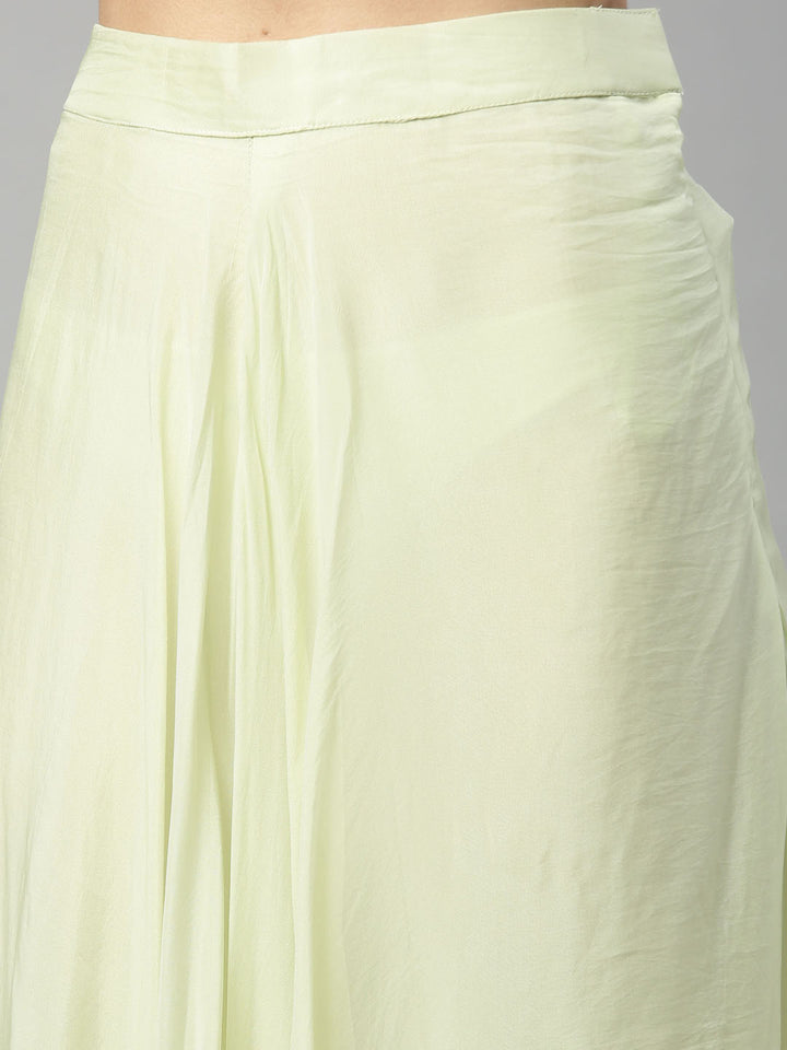 Neerus Green georgette embroidered kurta set peplum - detail view 7
