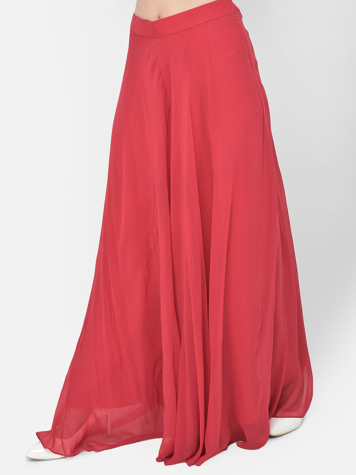 Neerus Red Color Georgette Fabric Salwar Kameez