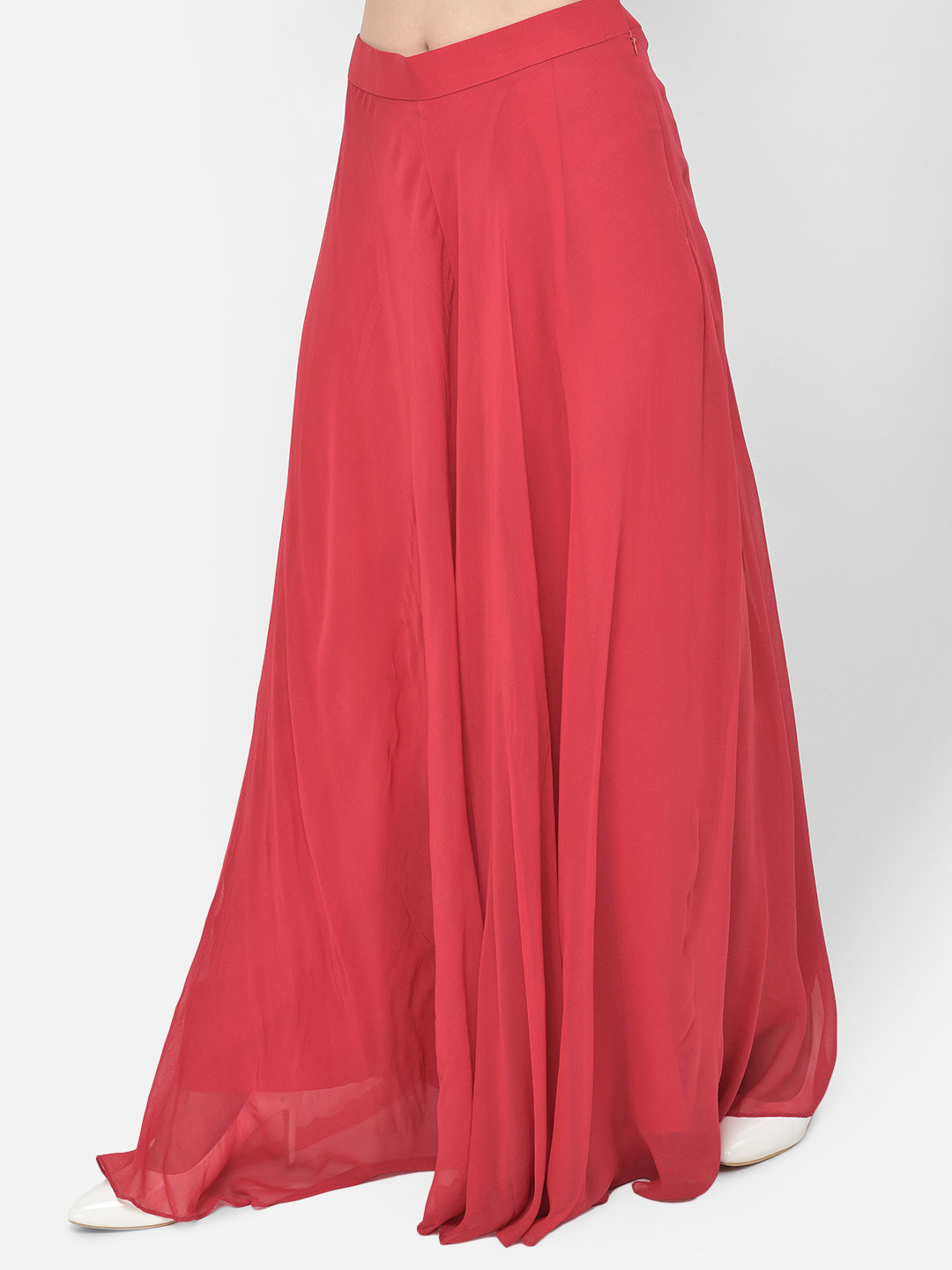 Neerus Red Color Georgette Fabric Salwar Kameez