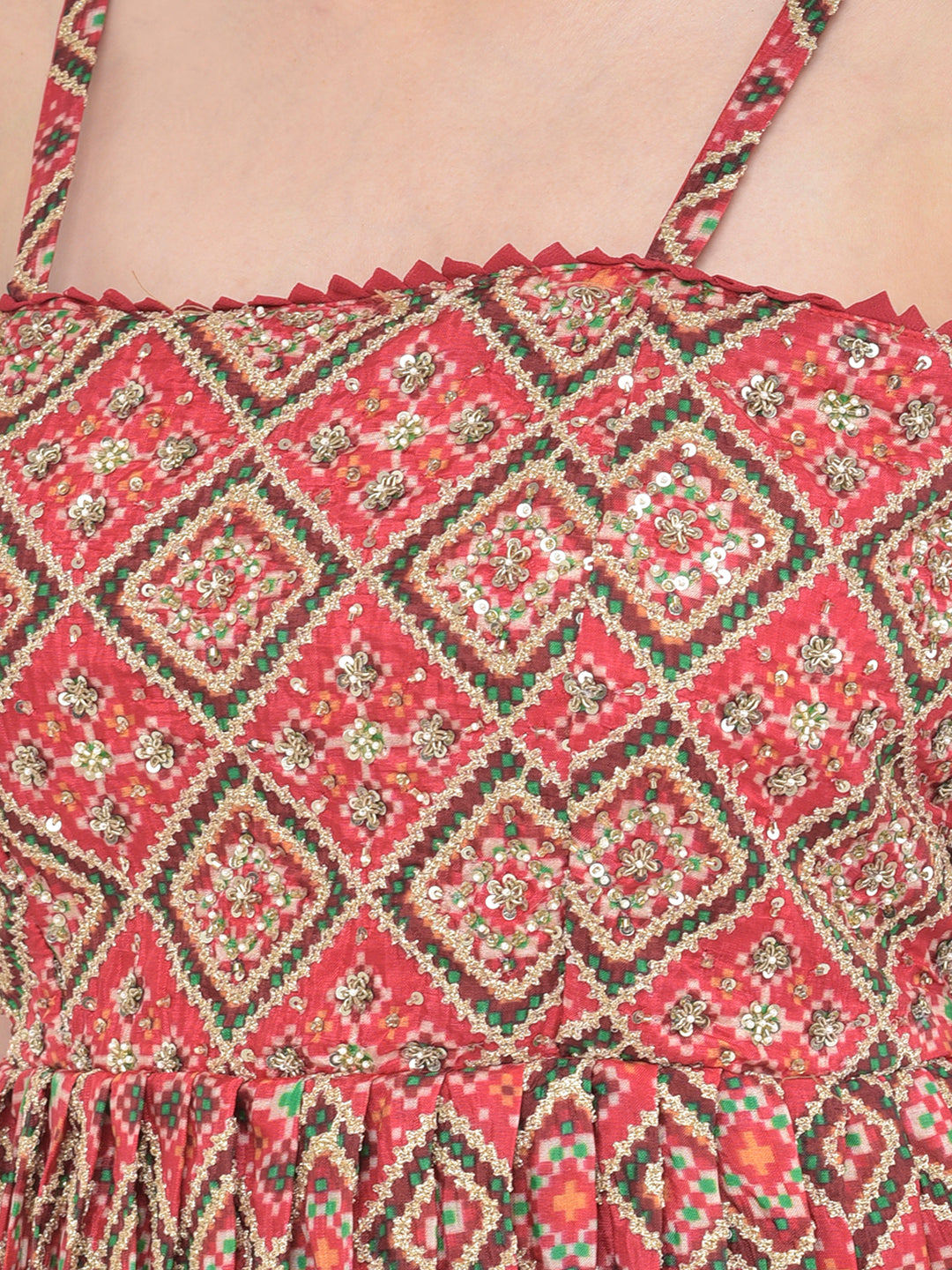 Neerus Red Color Georgette Fabric Salwar Kameez