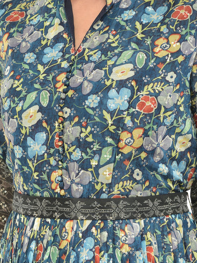 Neeru'S printed color, georgette fabric gown
