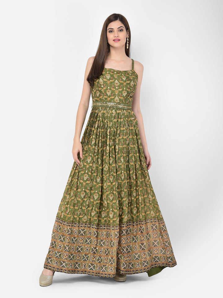 Neerus Multi georgette printed gown - detail view 4