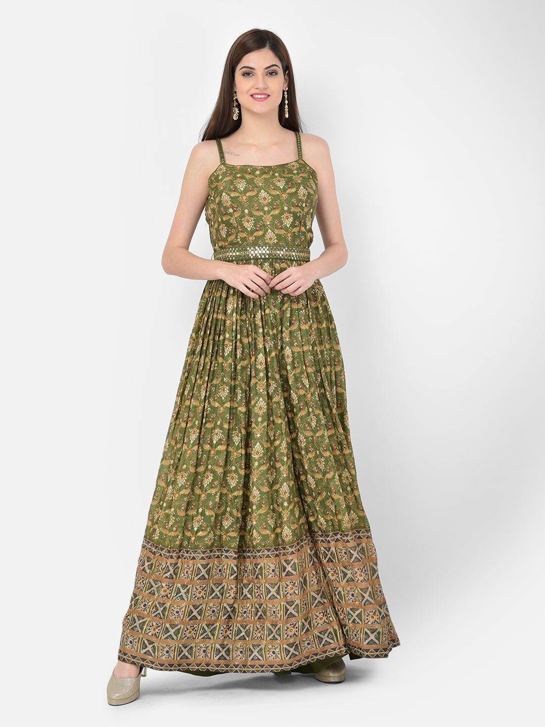 Neerus Multi georgette printed gown - back view