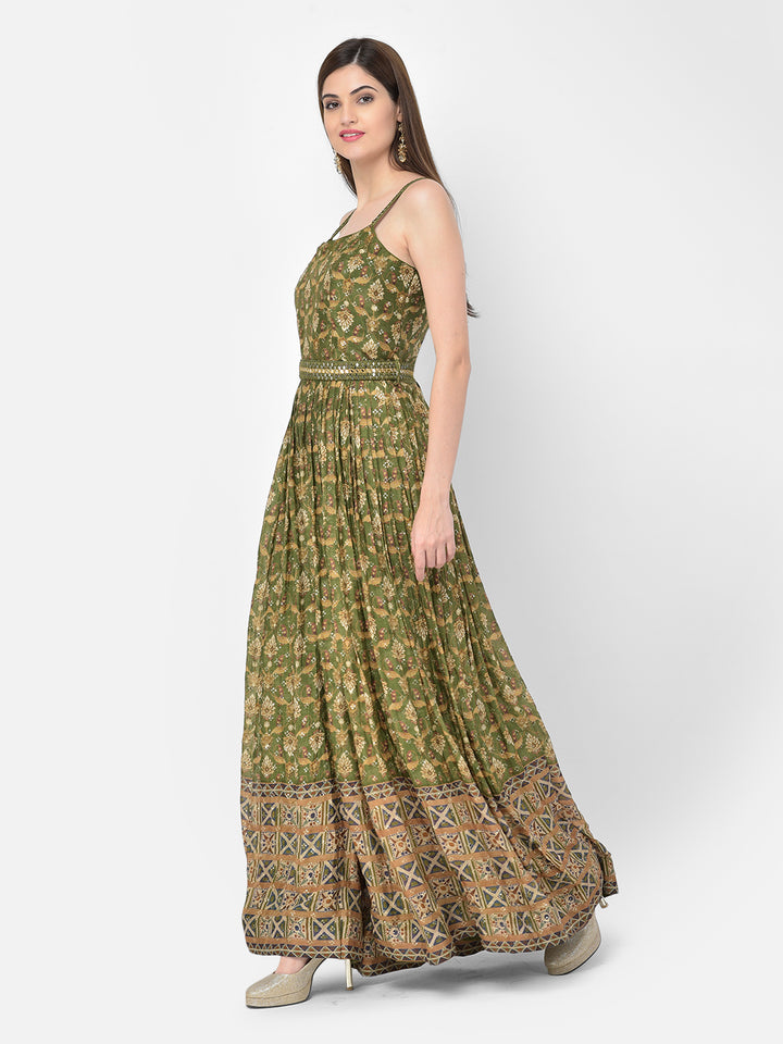 Neerus Multi georgette printed gown - detail view 6