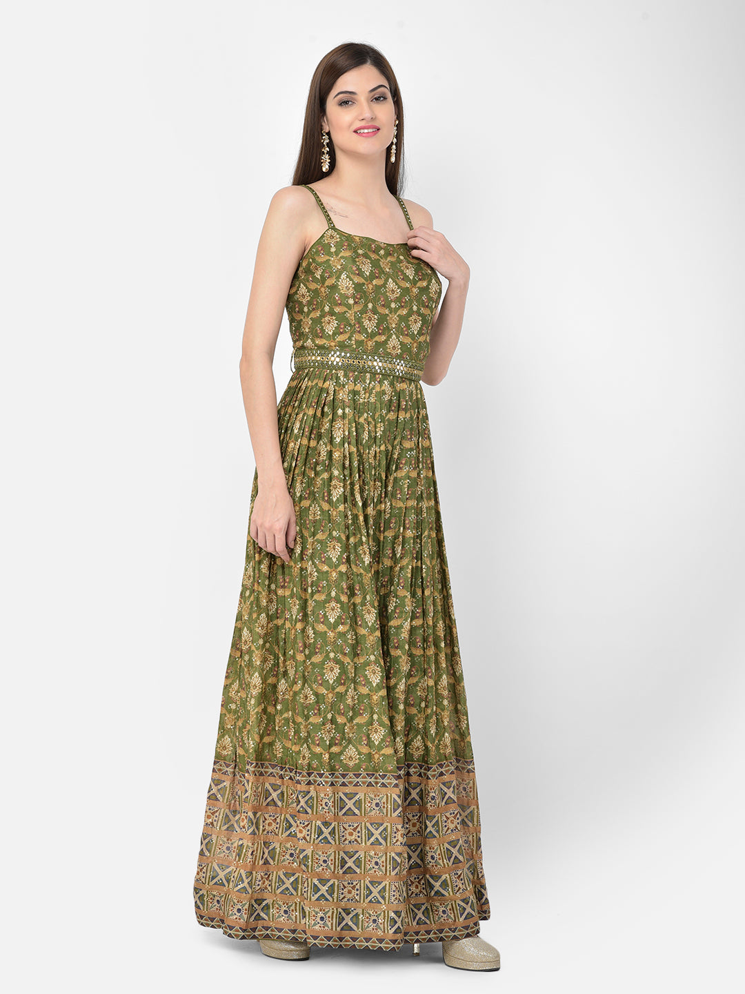 Neerus Multi georgette printed gown - detail view 12
