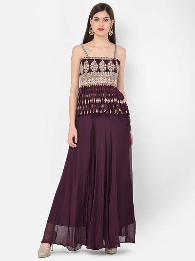Neeru'S wine color, georgette fabric salwar kameez
