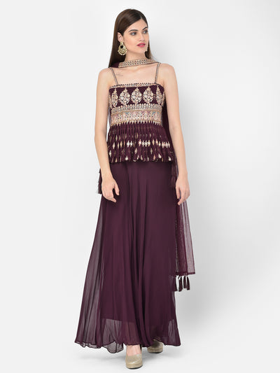 Neeru'S wine color, georgette fabric salwar kameez