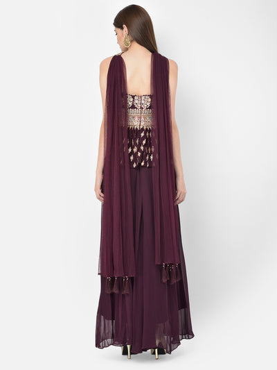 Neeru'S wine color, georgette fabric salwar kameez