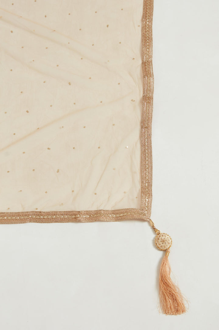 Neerus Beige Color Georgette Fabric Gown